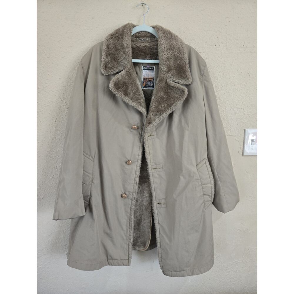 Vintage 60s Mighty Mac Out O’Gloucester Mens Coat Fur Lined Jacket Trench 42 L